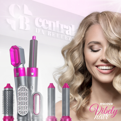 Vibely Hair - 5-in-1 Styling Brush (Dries, Straightens, Curls, Styles, and Waves)